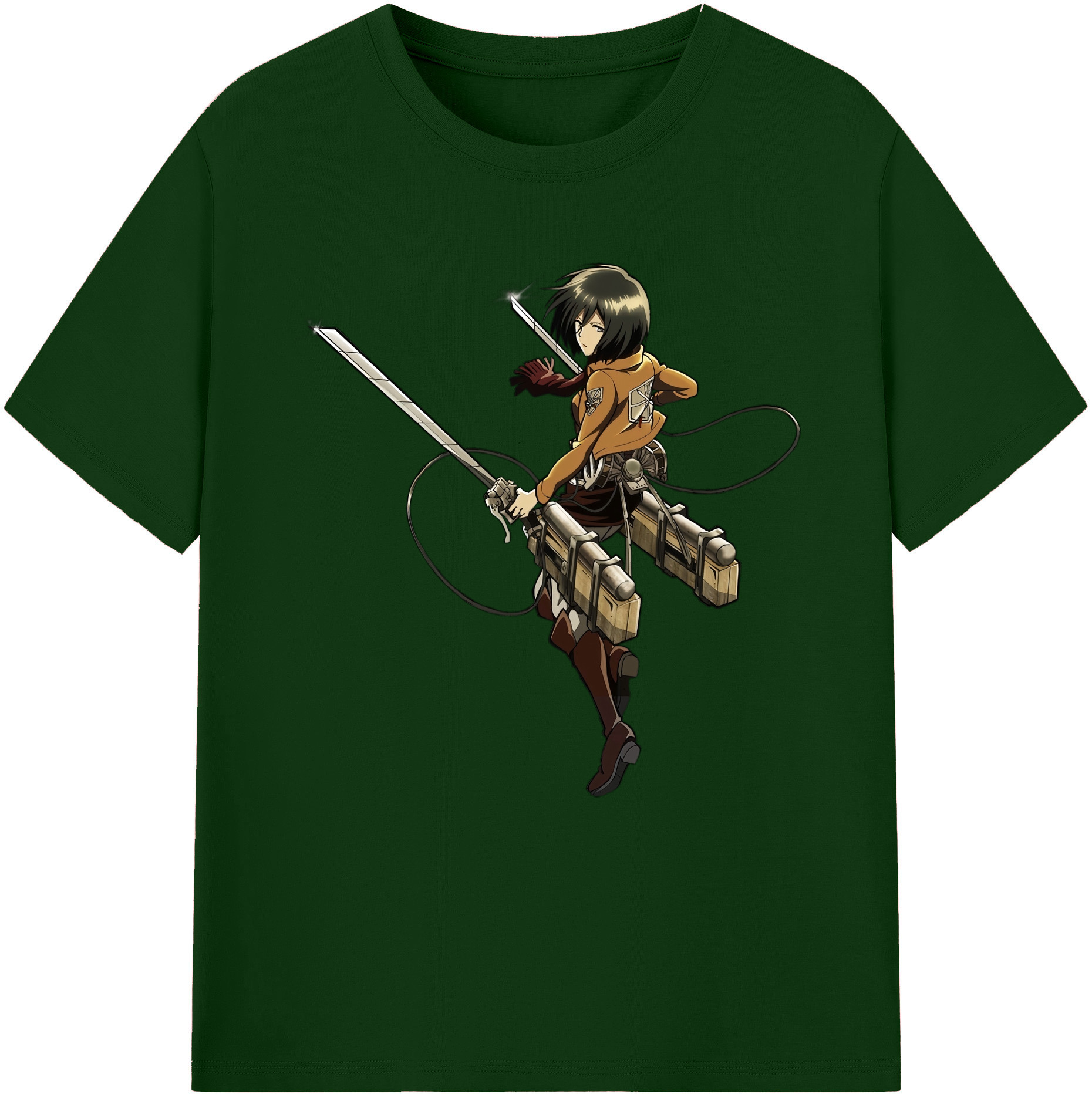 （画像用） 進撃の巨人 ミカサ·アッカーマン Attack on Titan Mikasa Ackerman 綿100％半袖Tシャツ（フロントプリント）